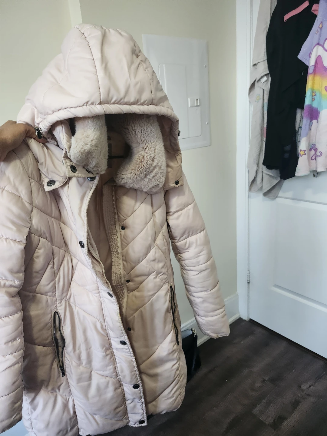 Puffer Coat with Fur Trim