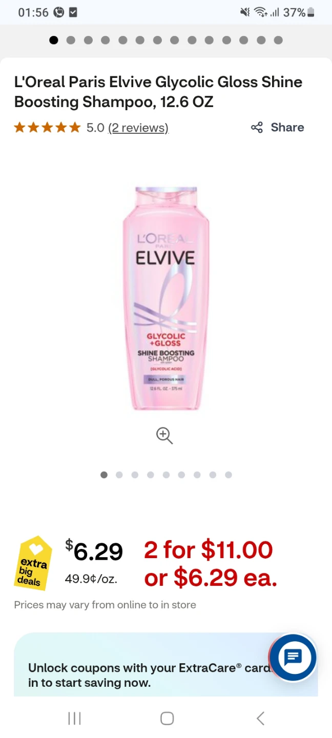 L'Oreal Paris Elvive Glycolic Gloss Shampoo, 12.6 OZ
