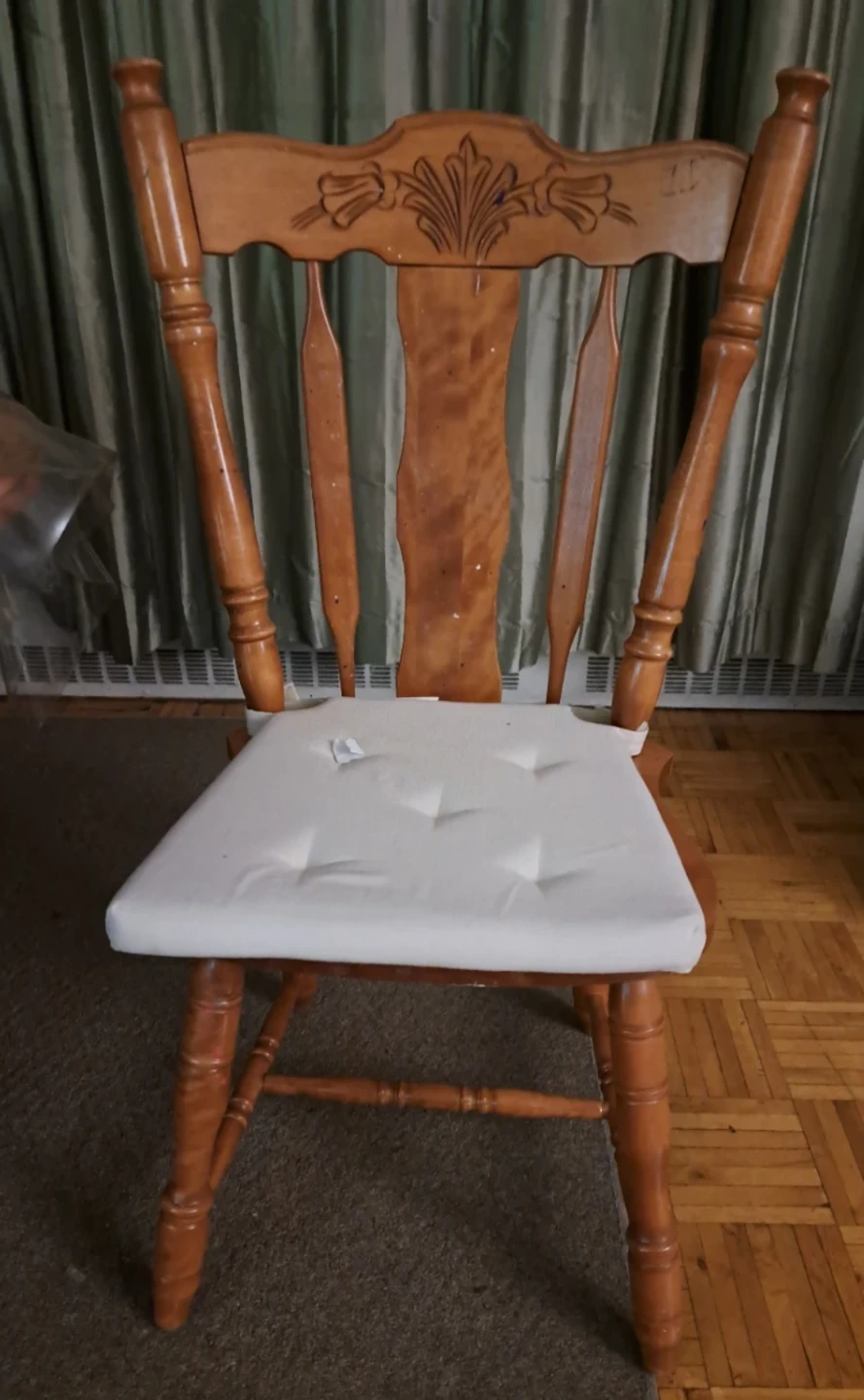 Wooden Dining Chair with White Cushion