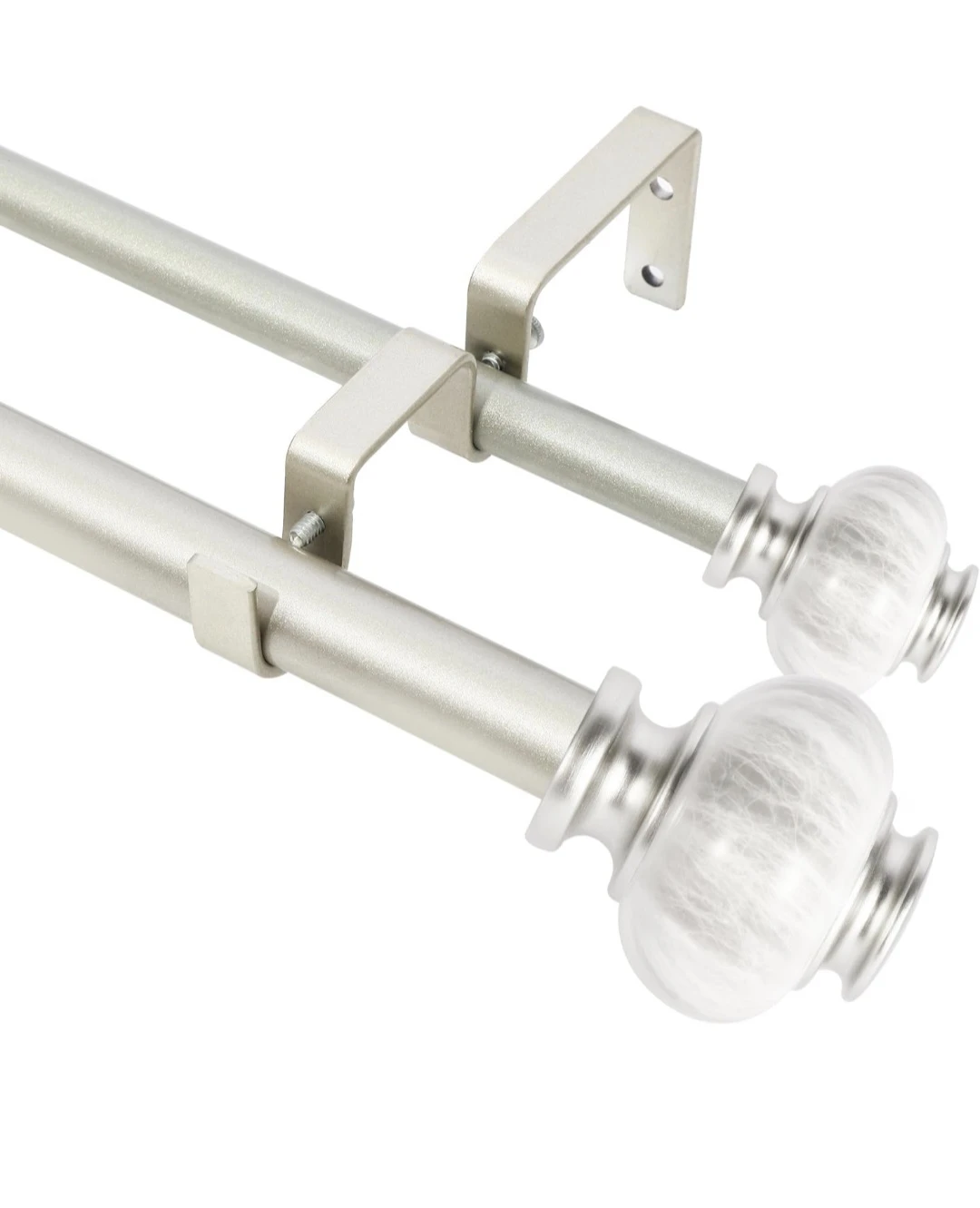 Double Curtain Rod Set Pewter Colour Adjustable 28'"-48"
