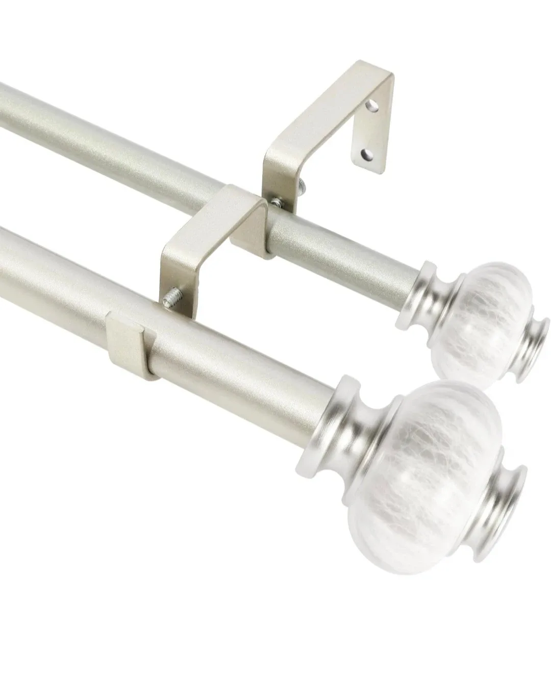 Double Curtain Rod Set Pewter Colour Adjustable 28'"-48"