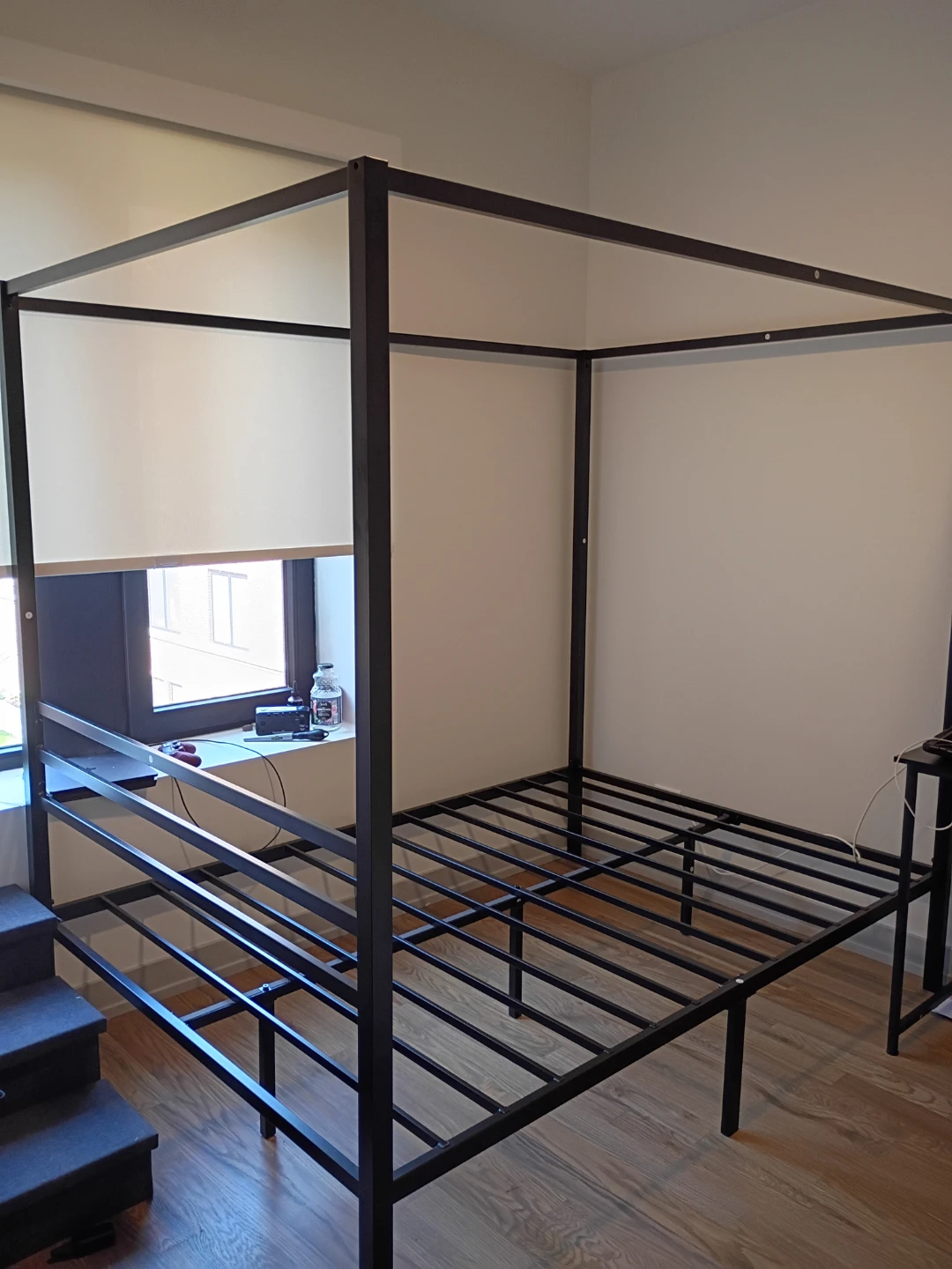 Black Metal Canopy Bed Frame - photo 3
