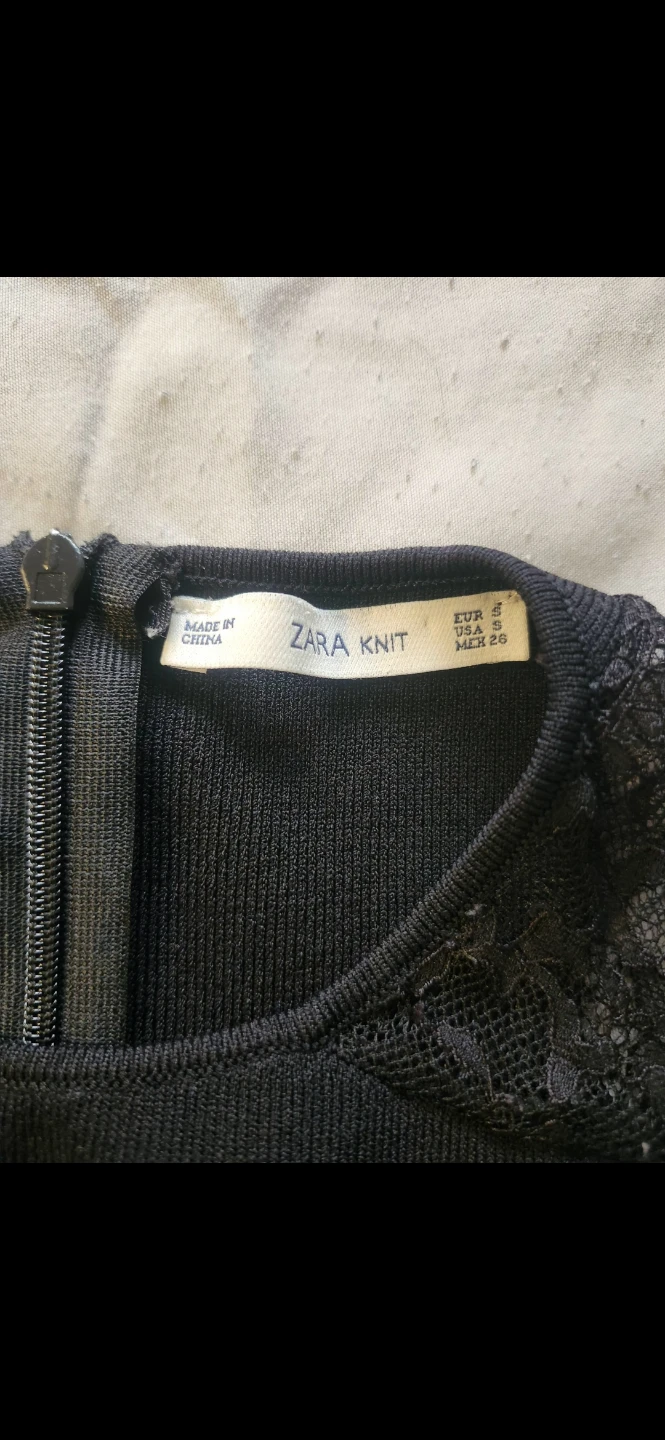 Zara Knit black lace sleeveless dress small - photo 2