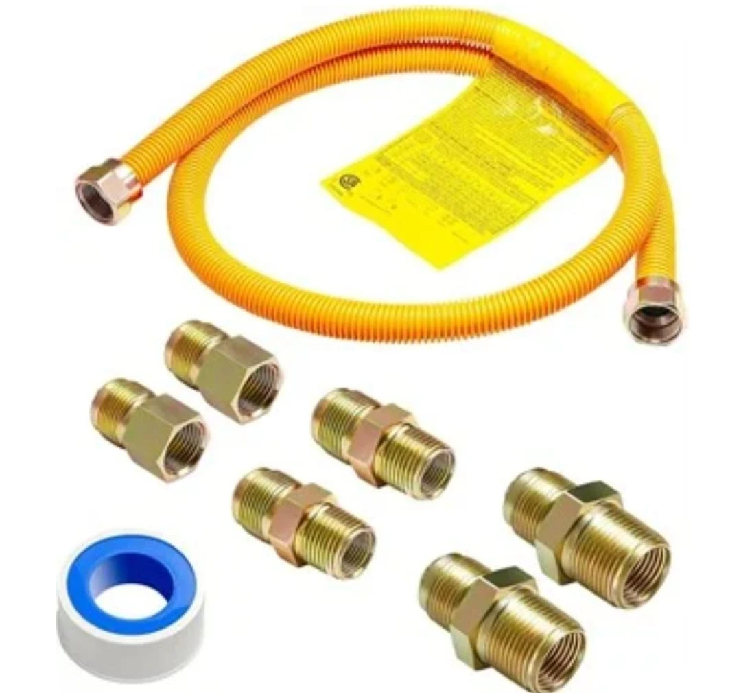 Yellow Gas Connector Hose with Fittings