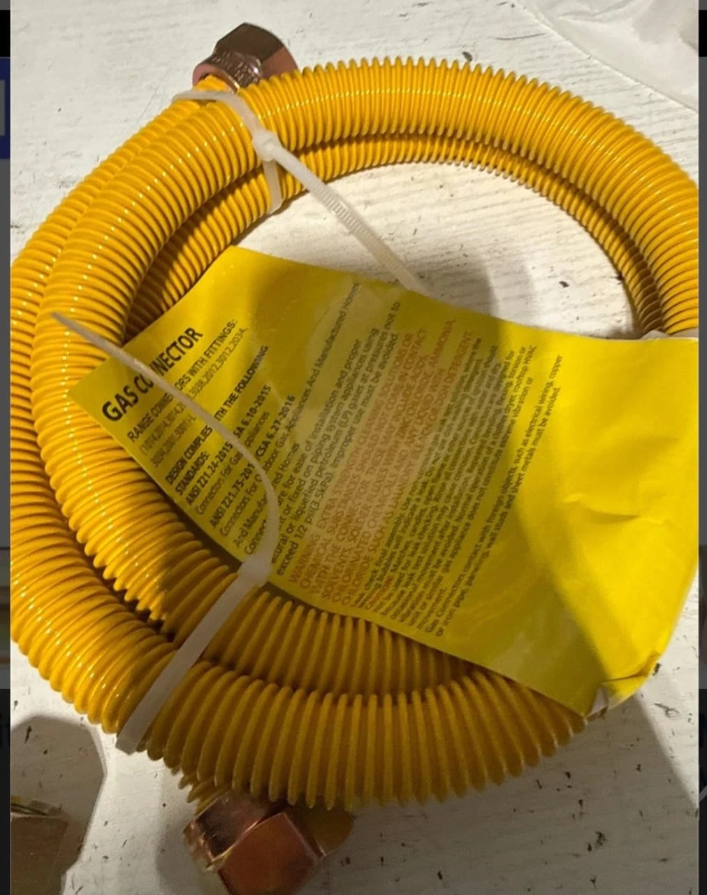 Yellow Gas Connector Hose with Fittings - photo 3