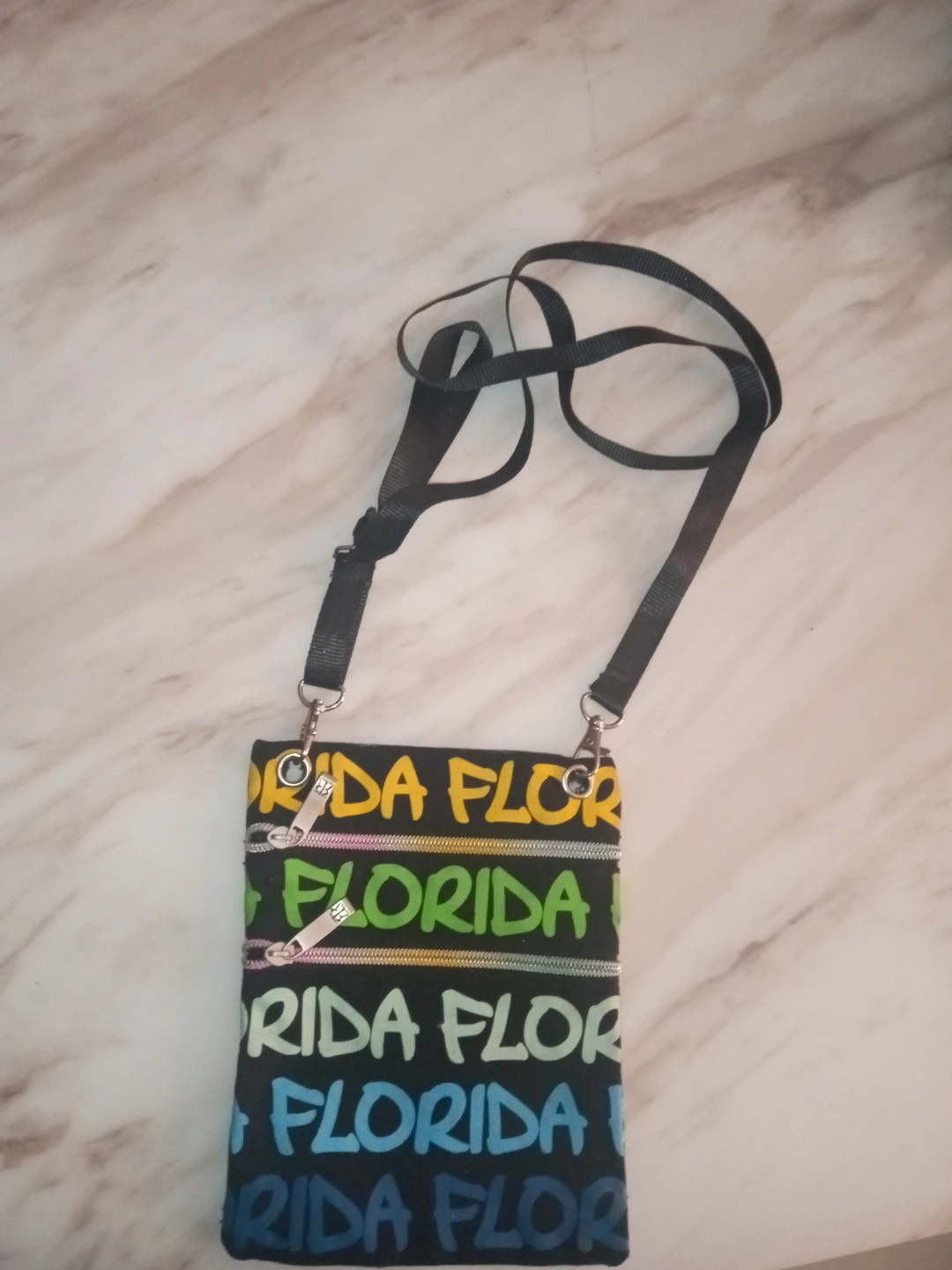 Florida Print Zipper Pouch with Strap