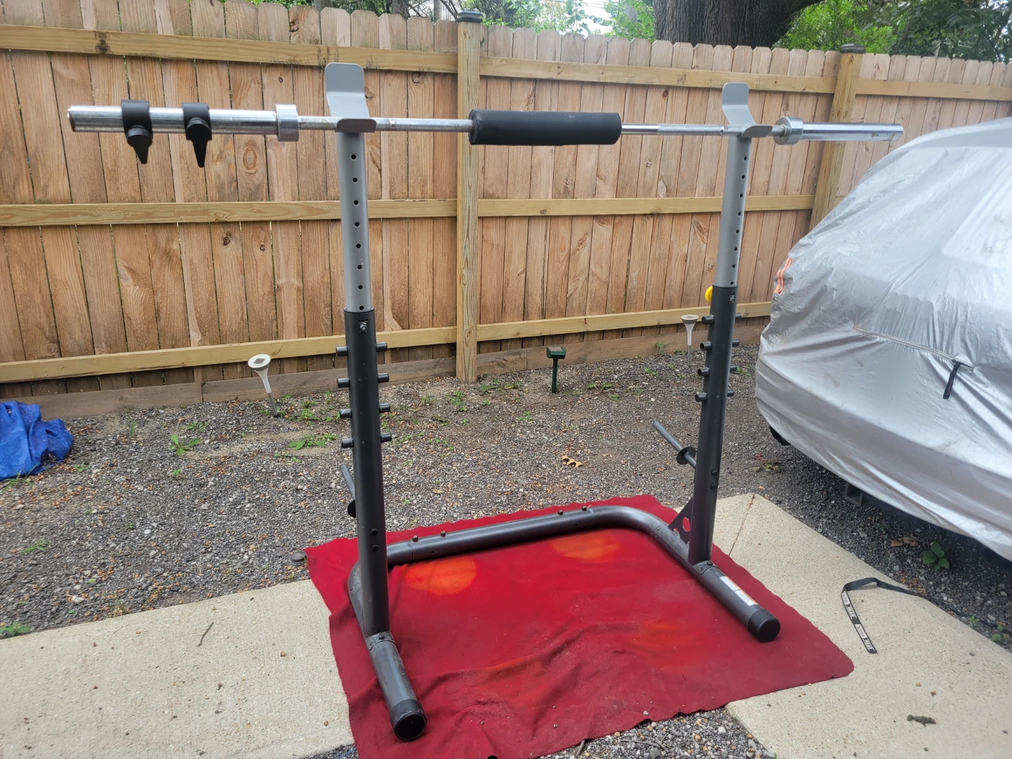 WEIDER SQUAT RACK  WITH 7'OLYMPIC BAR LOCKJAW COLLARS NECK PAD - photo 2