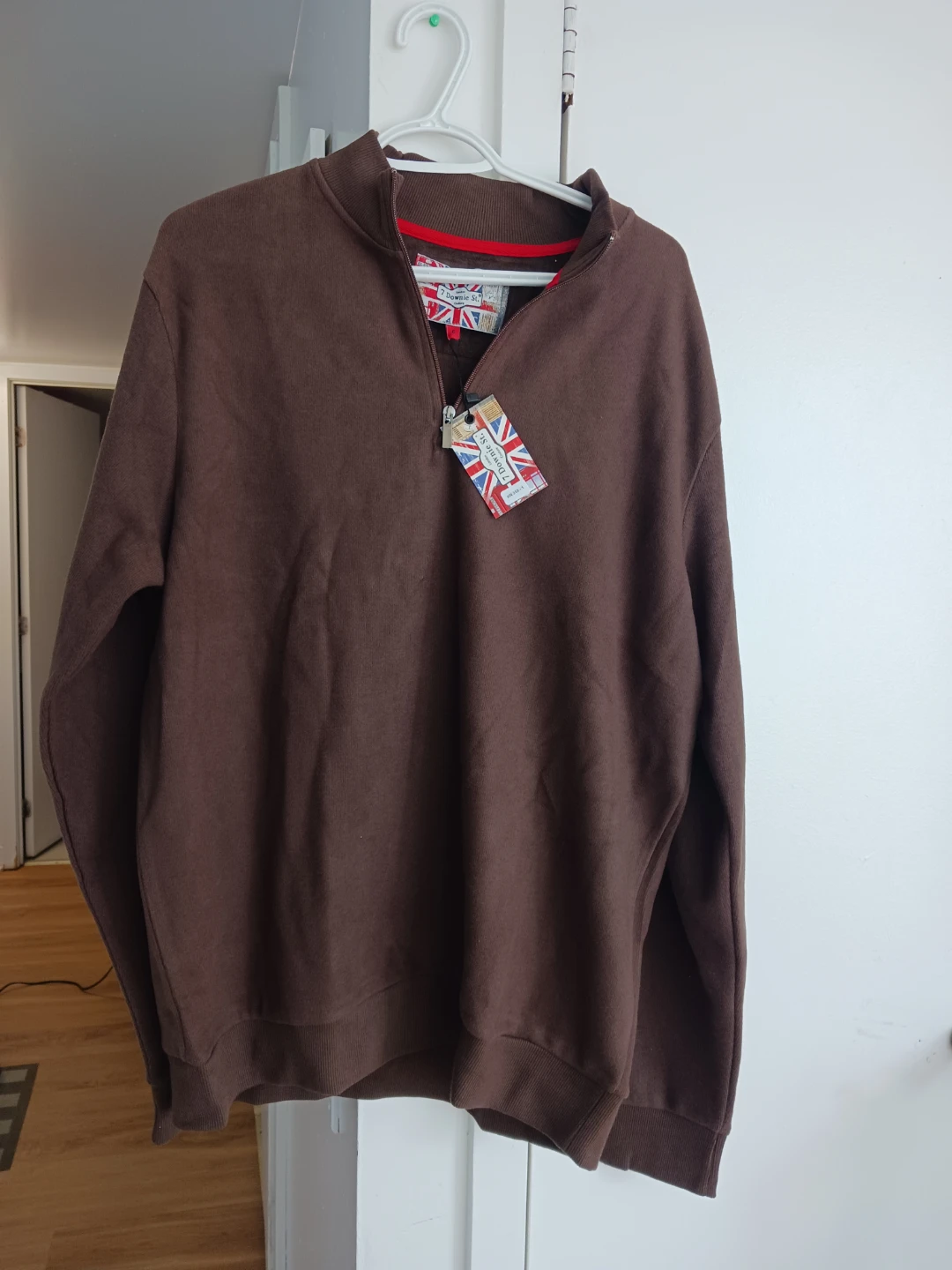 Brown 1/4 Zip Pullover Sweater
