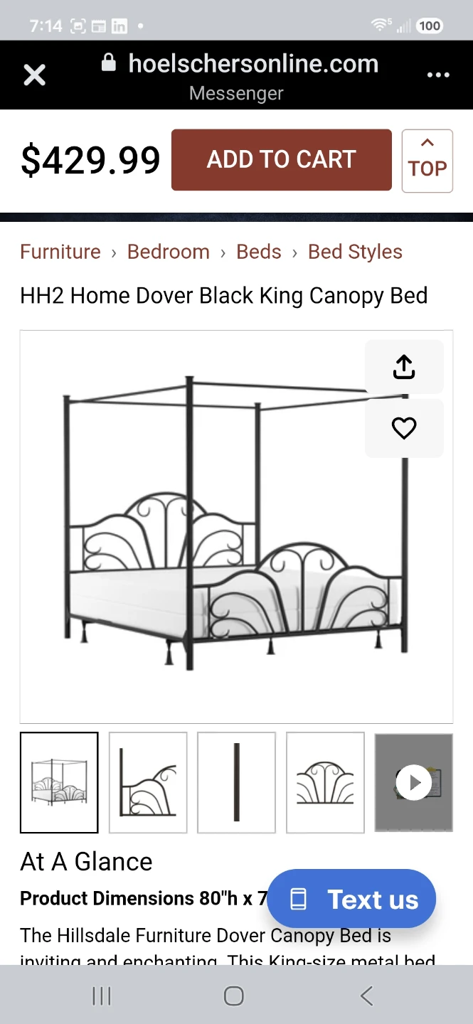 HH2 Home Dover Black Canopy Bed
