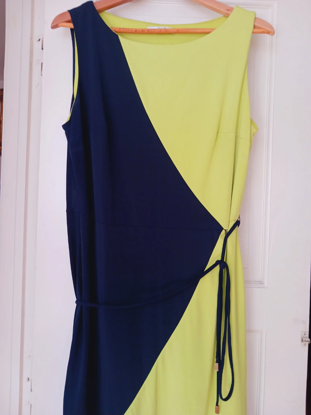 Beautiful Navy and Lime Studio One Geometric Sleeveless Dress - photo 4