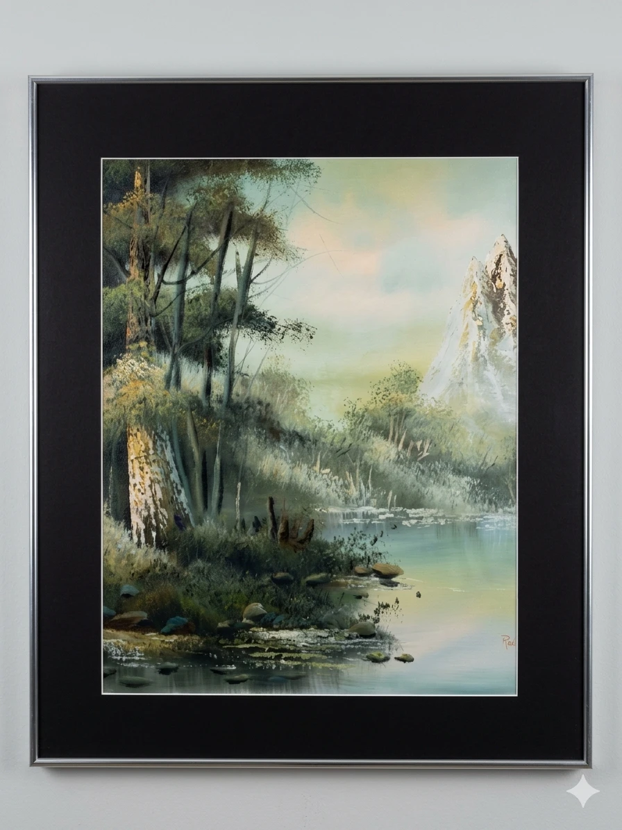 Iranian Mountain Landscape Oil Painting Signed "Rad" (راد)
