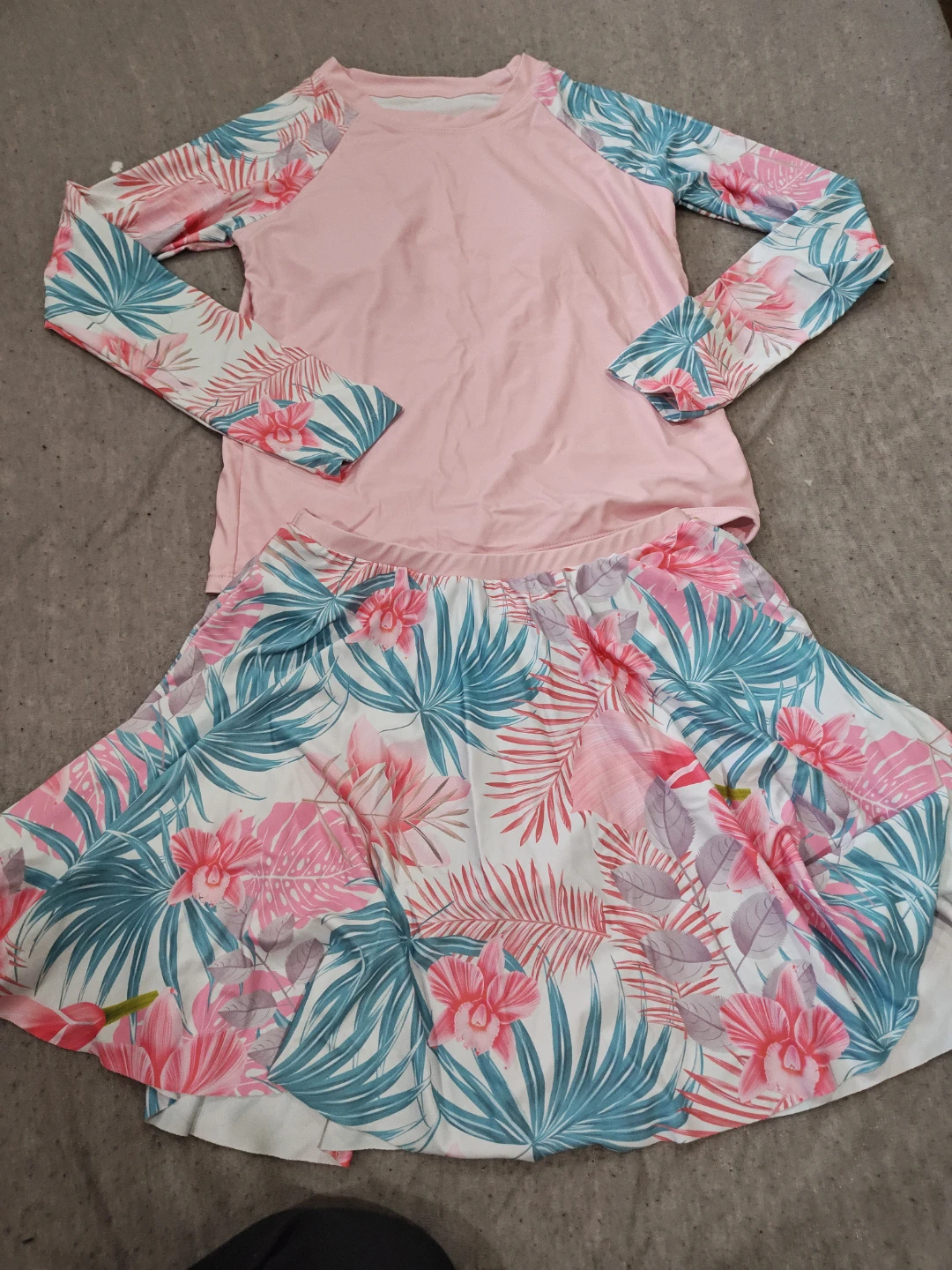Kids Rash Guard Swim Set with Skirt