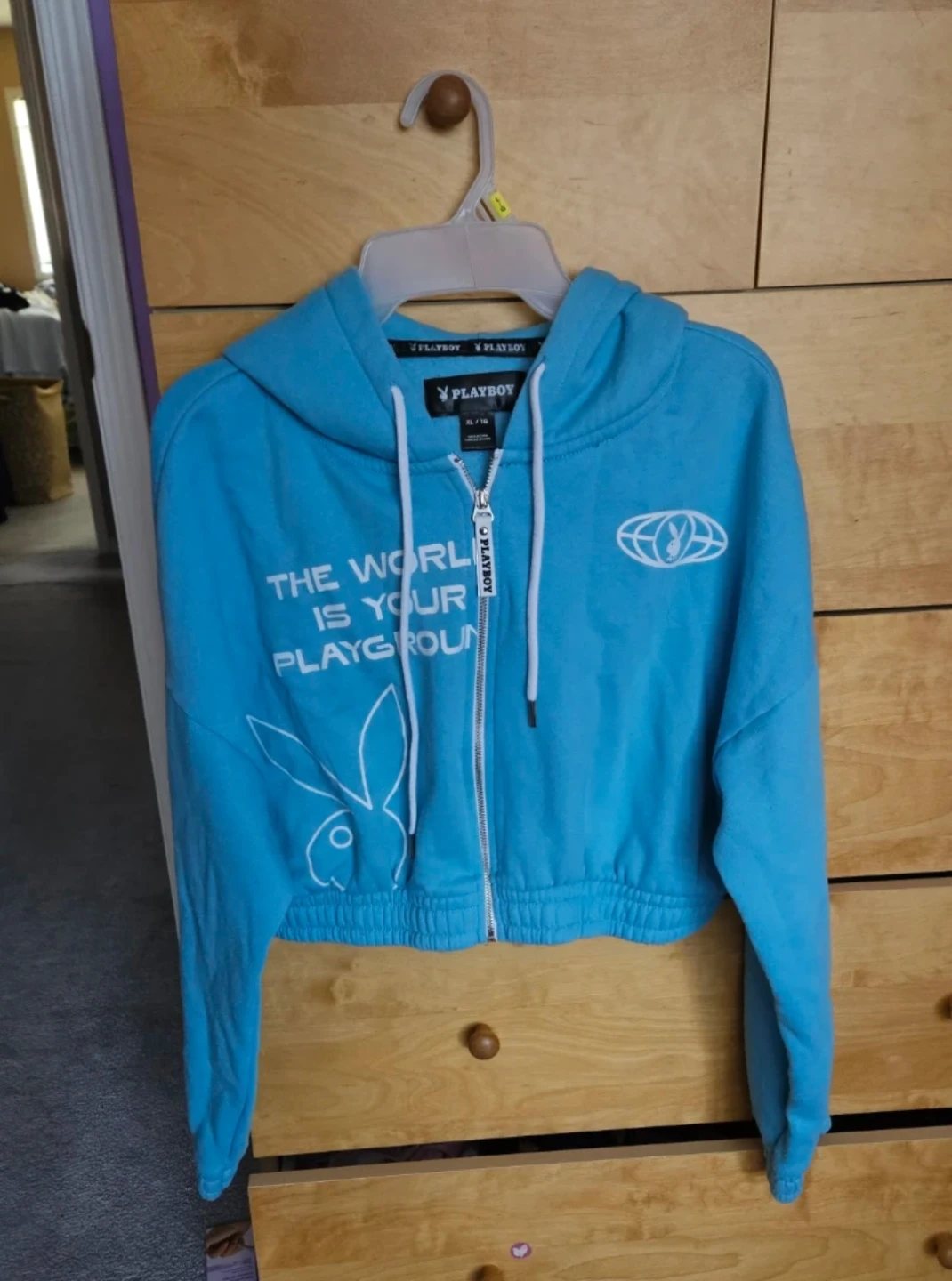 Playboy Blue Cropped Hoodie XL