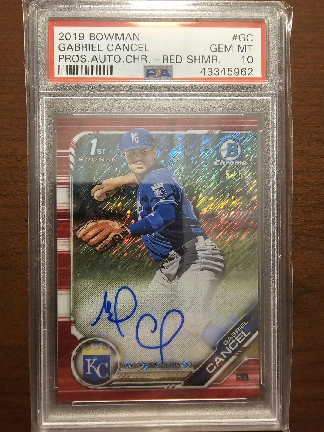 2019 Bowman Chrome Gabriel Cancel Red Shimmer Autograph #/5