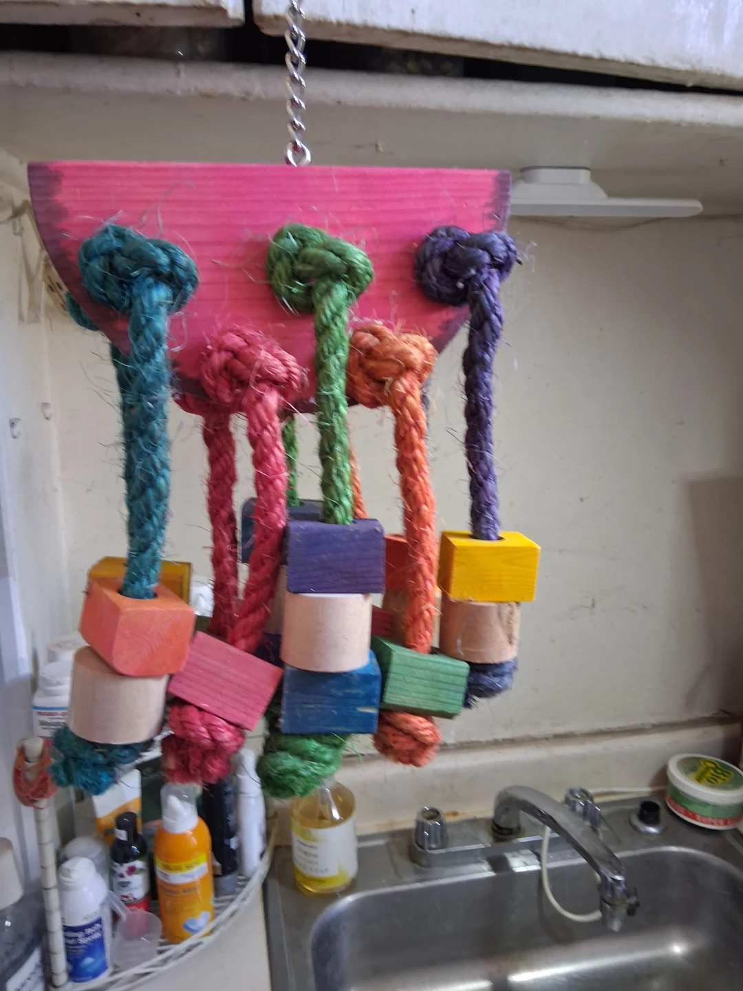 Colorful Bird Toy with Rope and Wood Blocks - photo 2