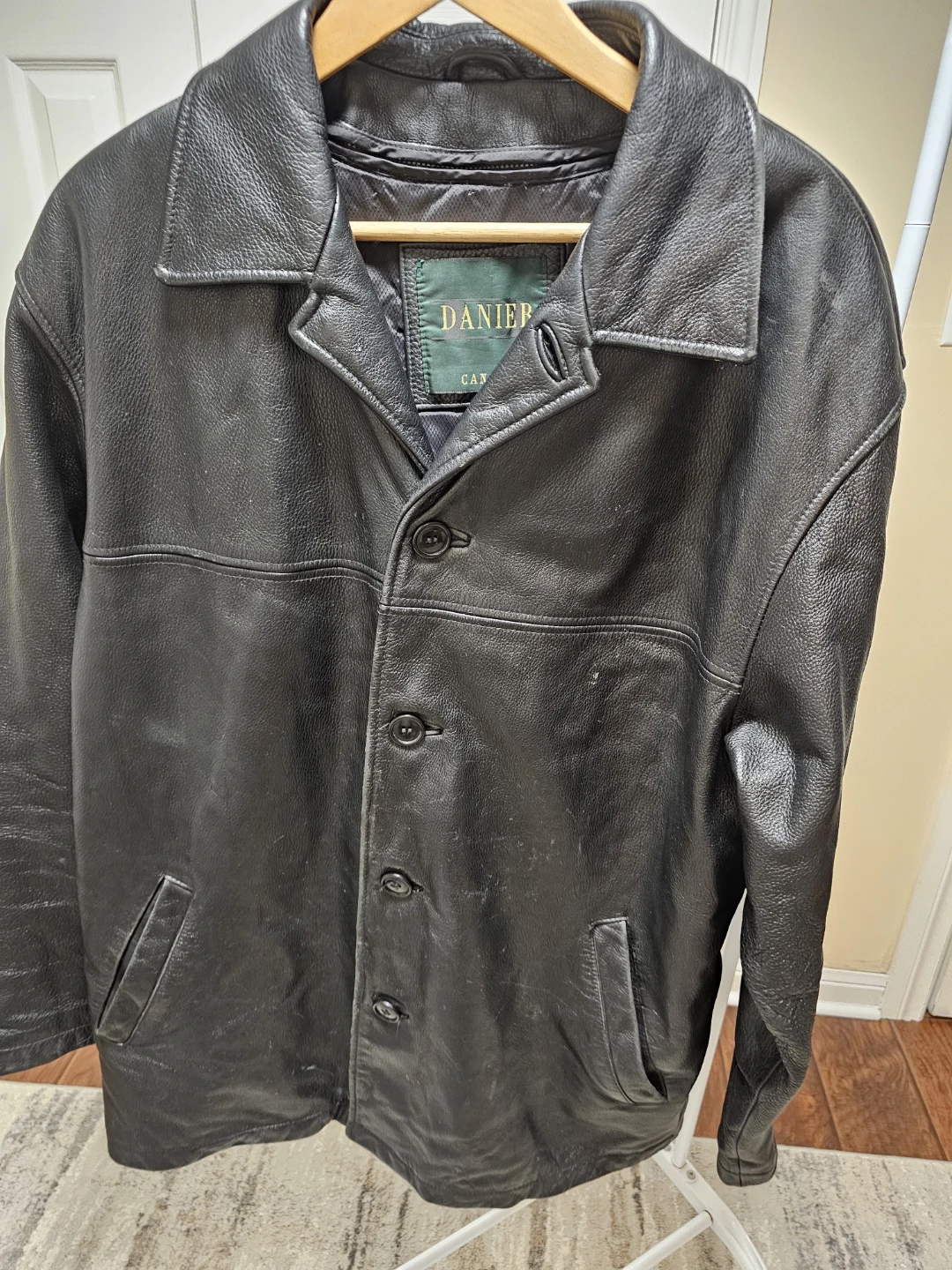 Danier Black Leather Jacket - Size L