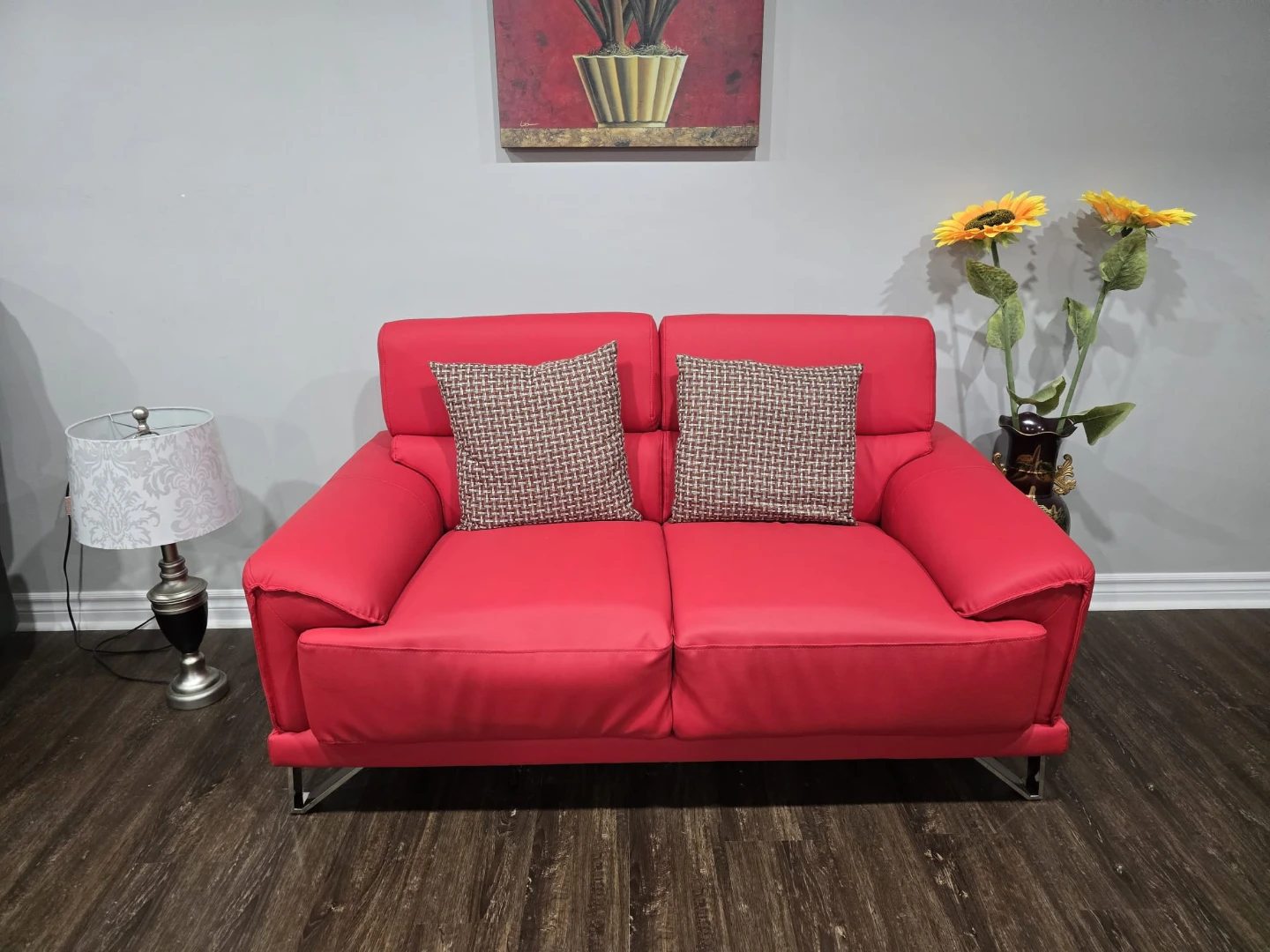 Moving sale. Red Sofa set. Love seat and 3 seater only. - photo 4