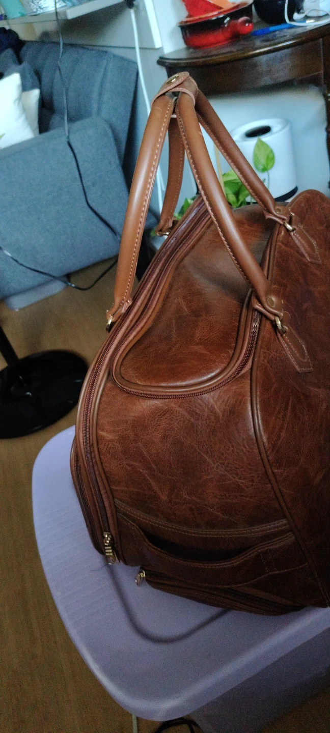 Brown Faux Leather Duffle Bag - photo 2