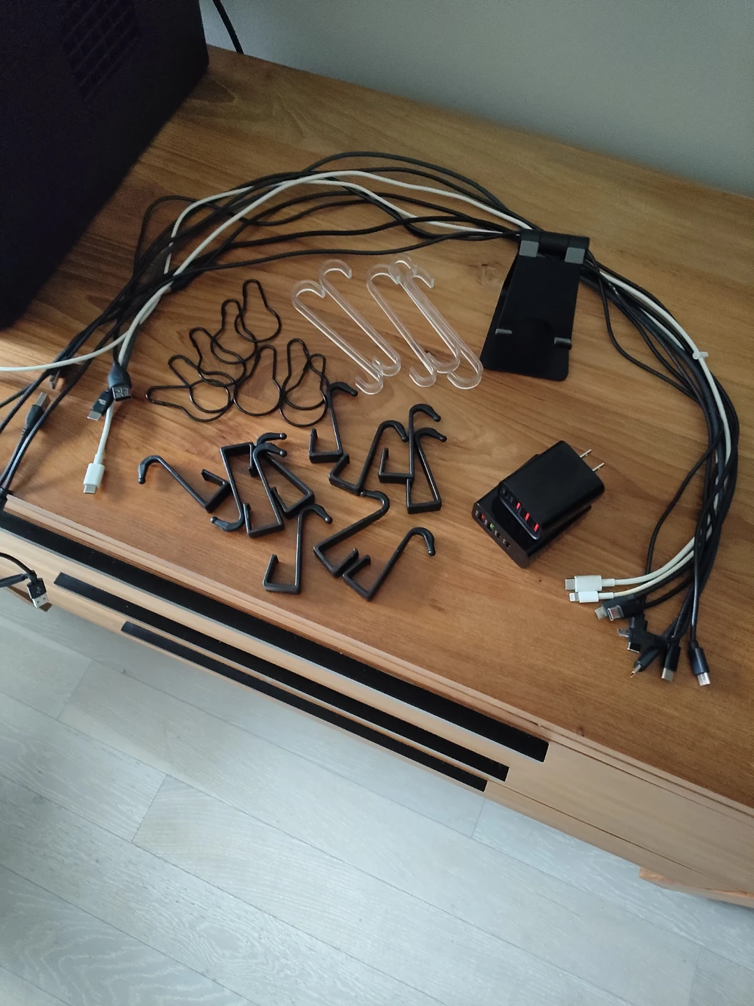 USB Cable Wires, USB Adapters, Phone Holder, Hooks