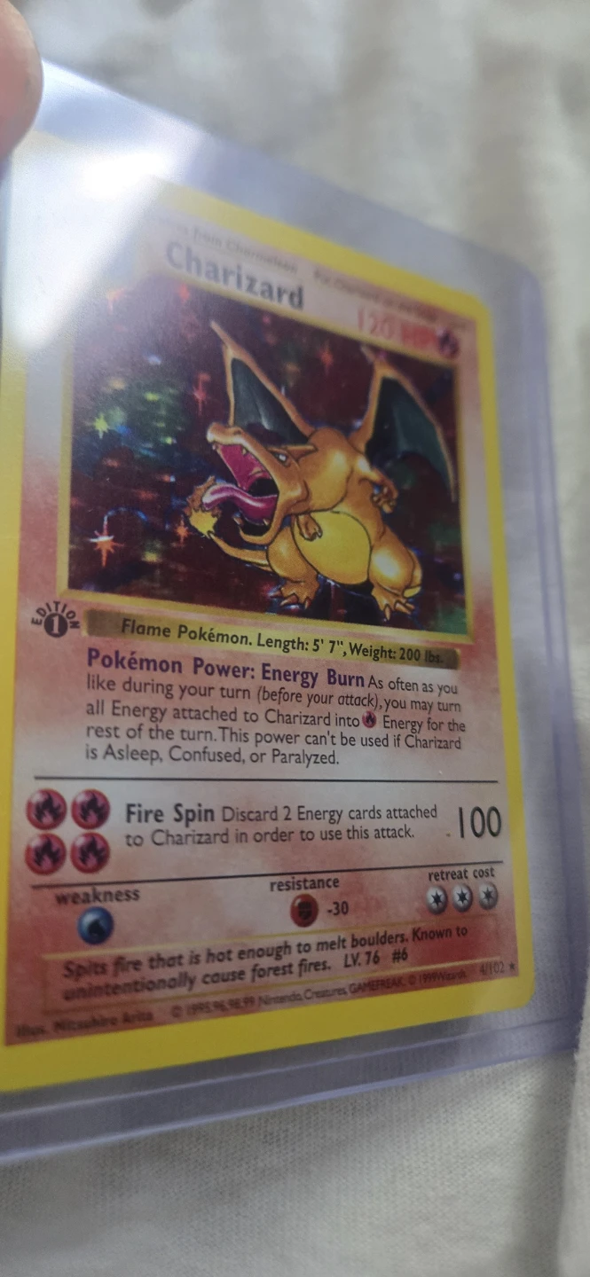 Pokemon Charizard Base Set 1st Edition Holo Trading Card - photo 3