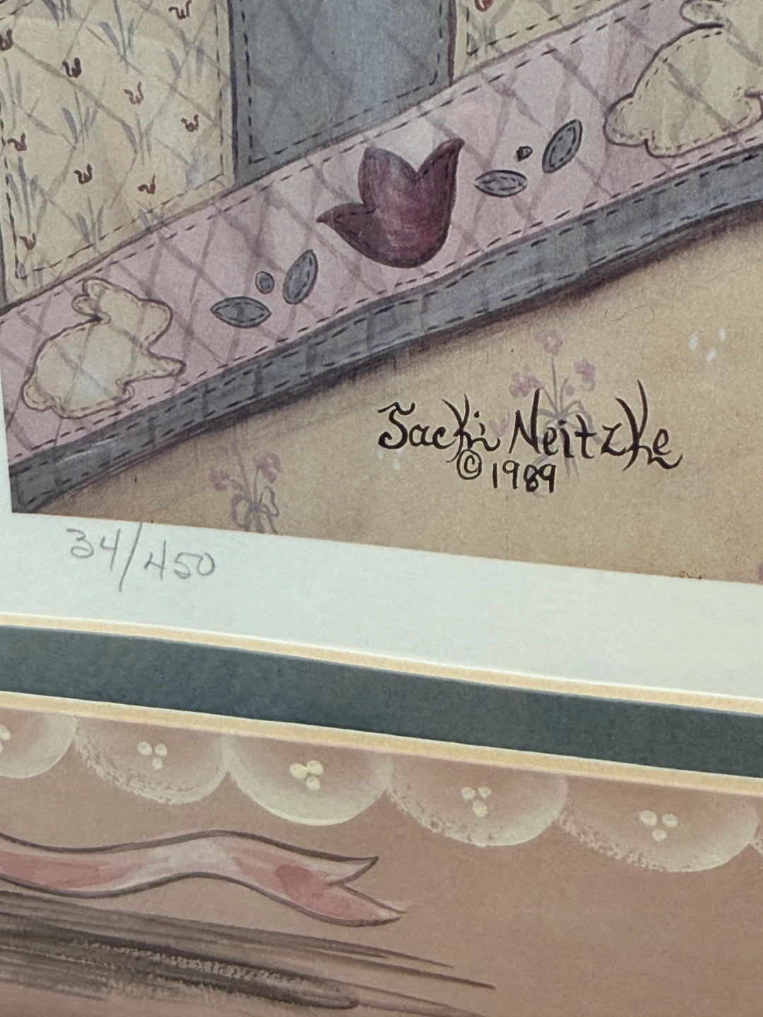 Jackee Nottke "Little Miss Muffet" Print 34/450 Framed 1989 - photo 4