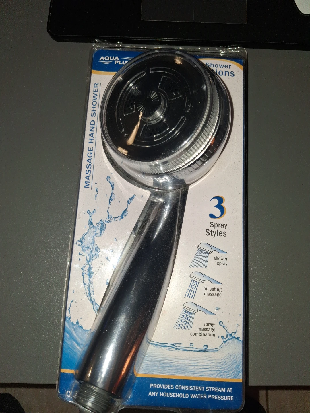 Aqua Plus Massage Hand Shower Head - 3 Spray Styles