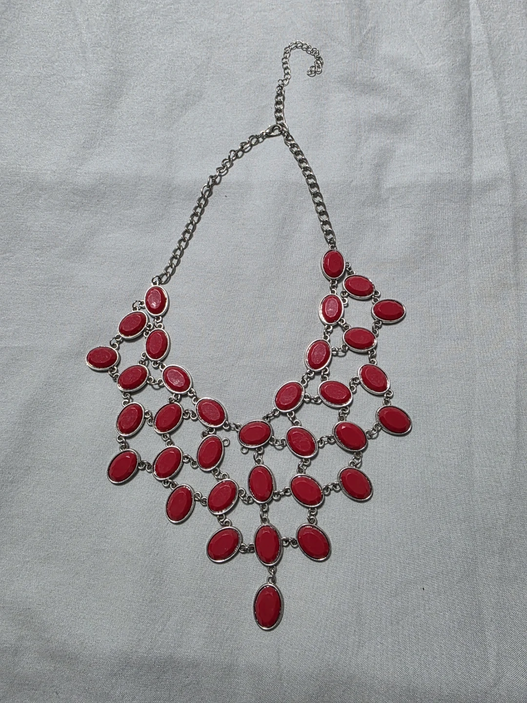 Set of 3 Statement Bib Necklaces - Mint, Red, and Black - photo 3