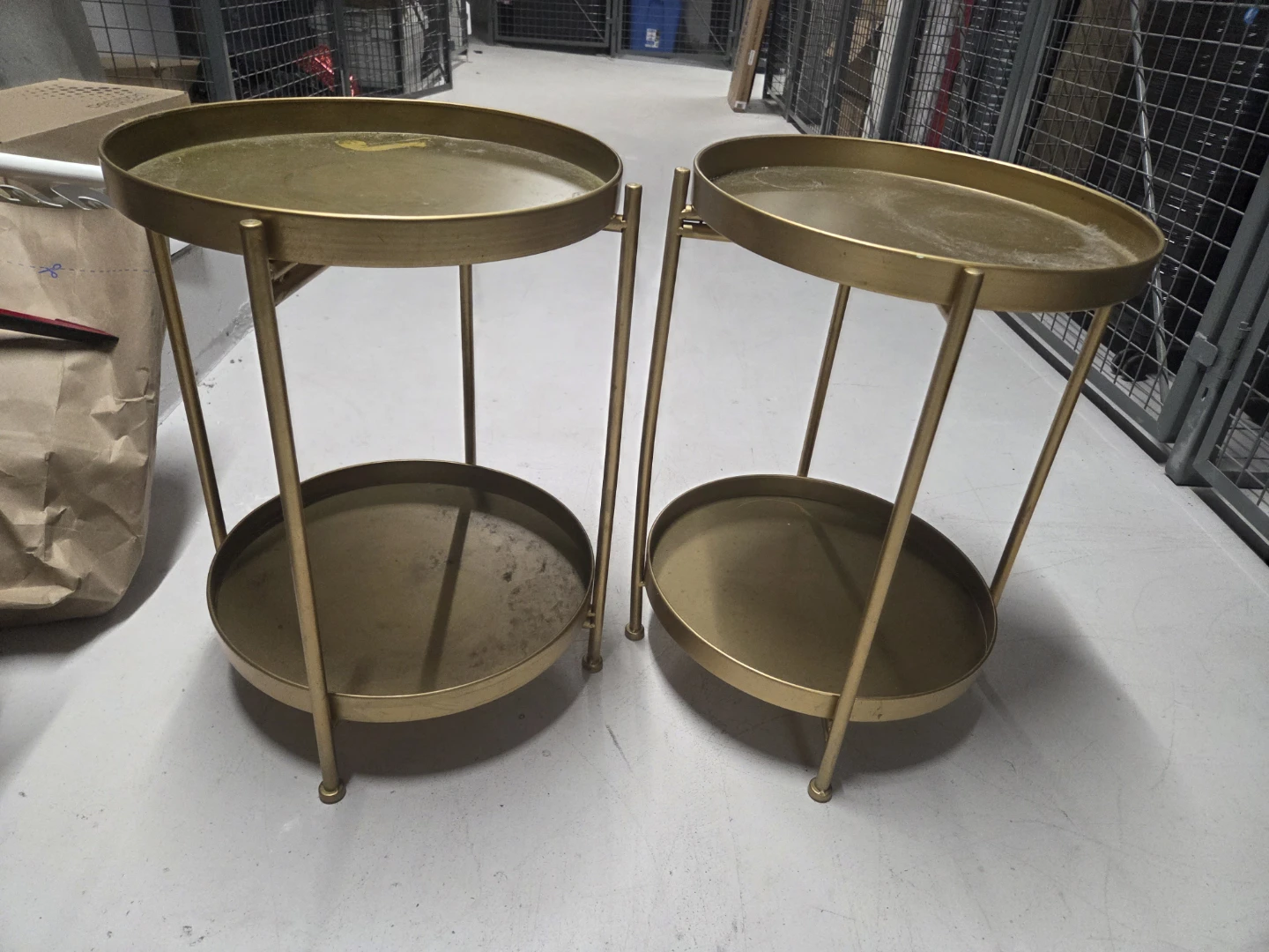 Set of 2 Gold Metal Side Tables - photo 2