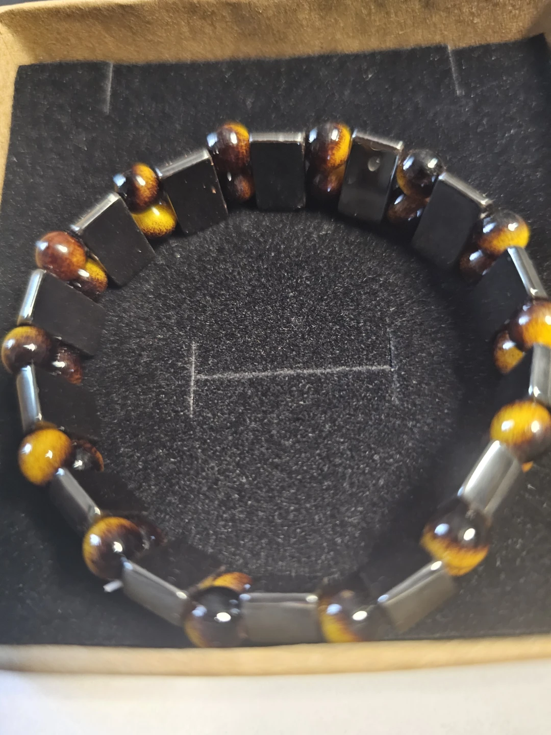 Obsidian and Tiger Eye Beaded Bracelet
