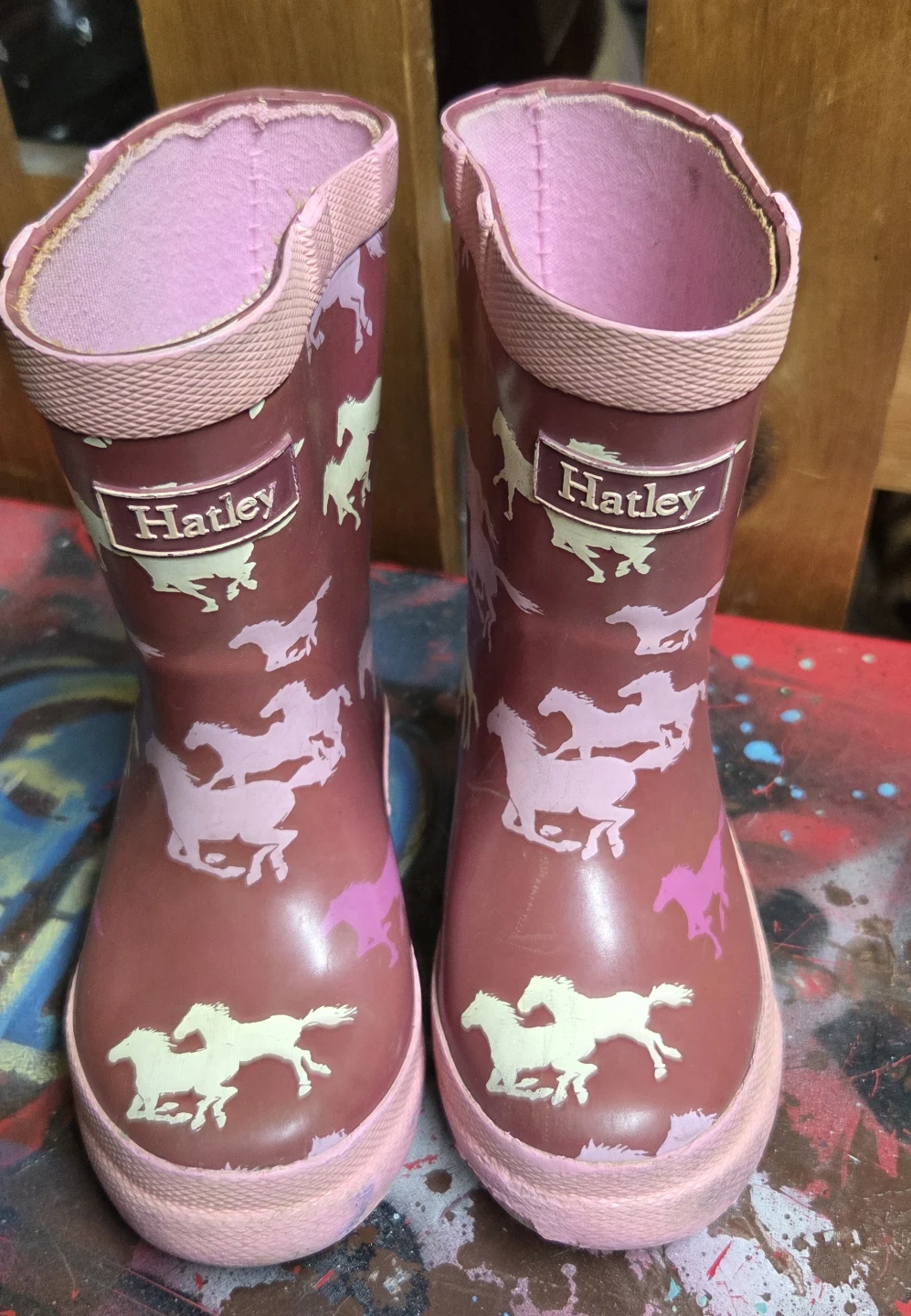 Hatley Kids Rain Boots Size 5 Pink Horse Print
