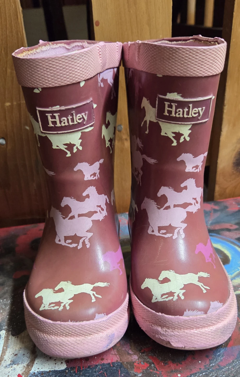 Hatley Kids Rain Boots Size 5 Pink Horse Print - photo 2