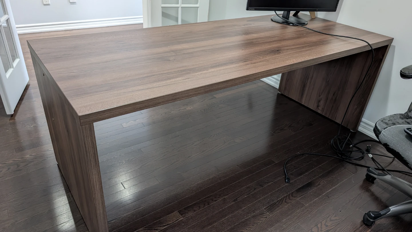 Large wood finish office desk - photo 3