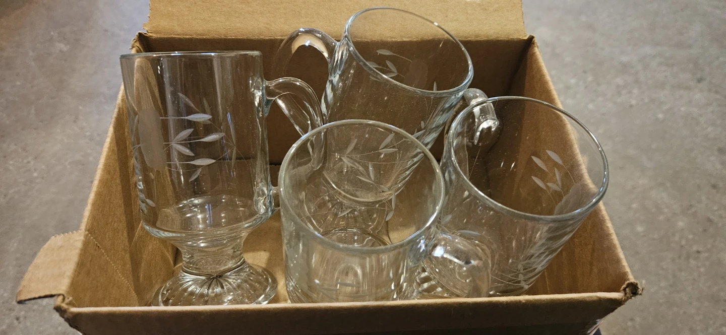 Set of 4 Etched Glass Mugs