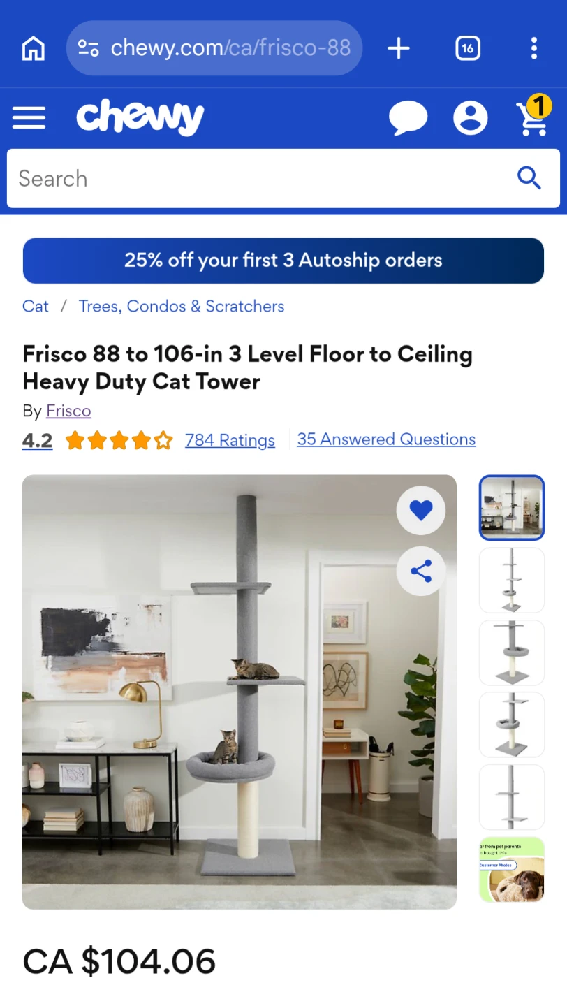 Frisco 88 to 106in 3 Level Heavy Duty Cat Tower - photo 3