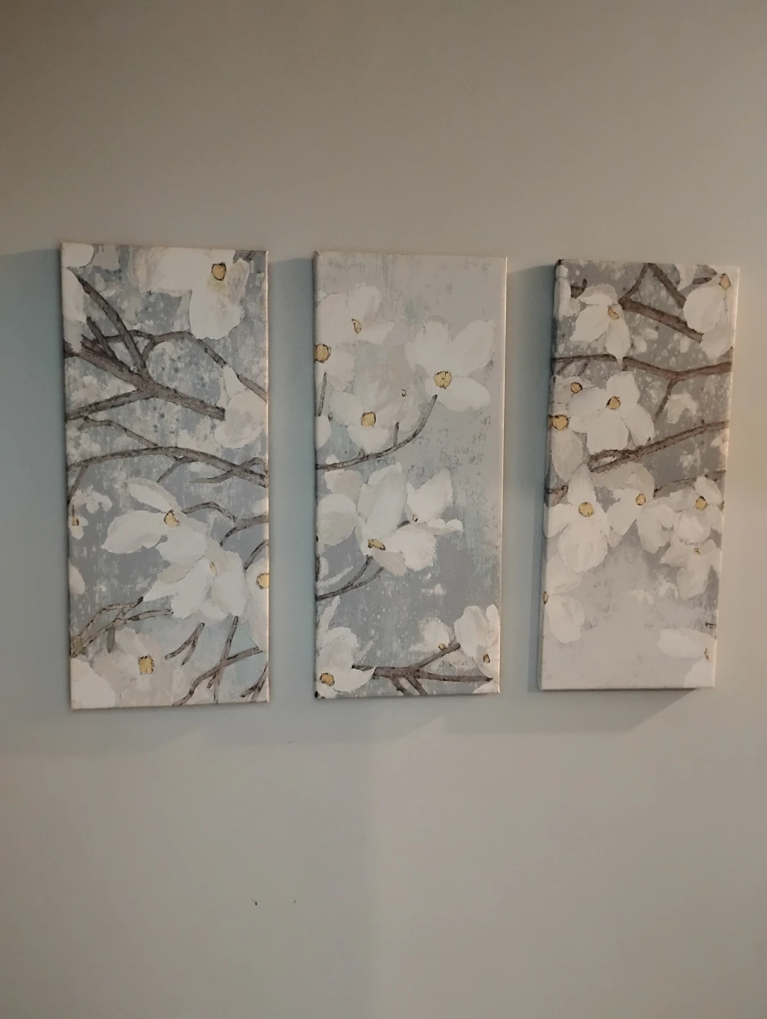 Set of 3 Canvas Wall Art - White Flowers