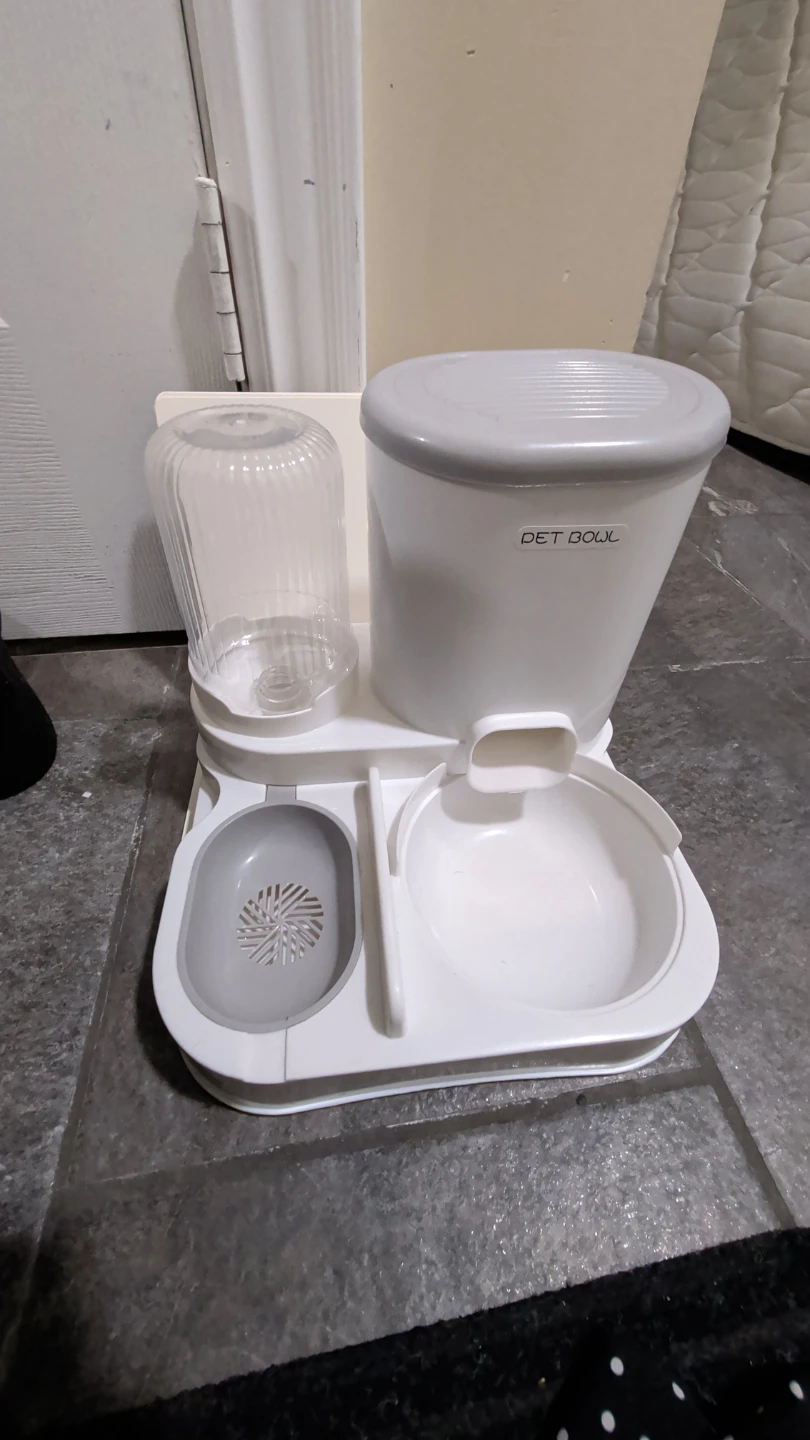 White Pet Feeder and Waterer