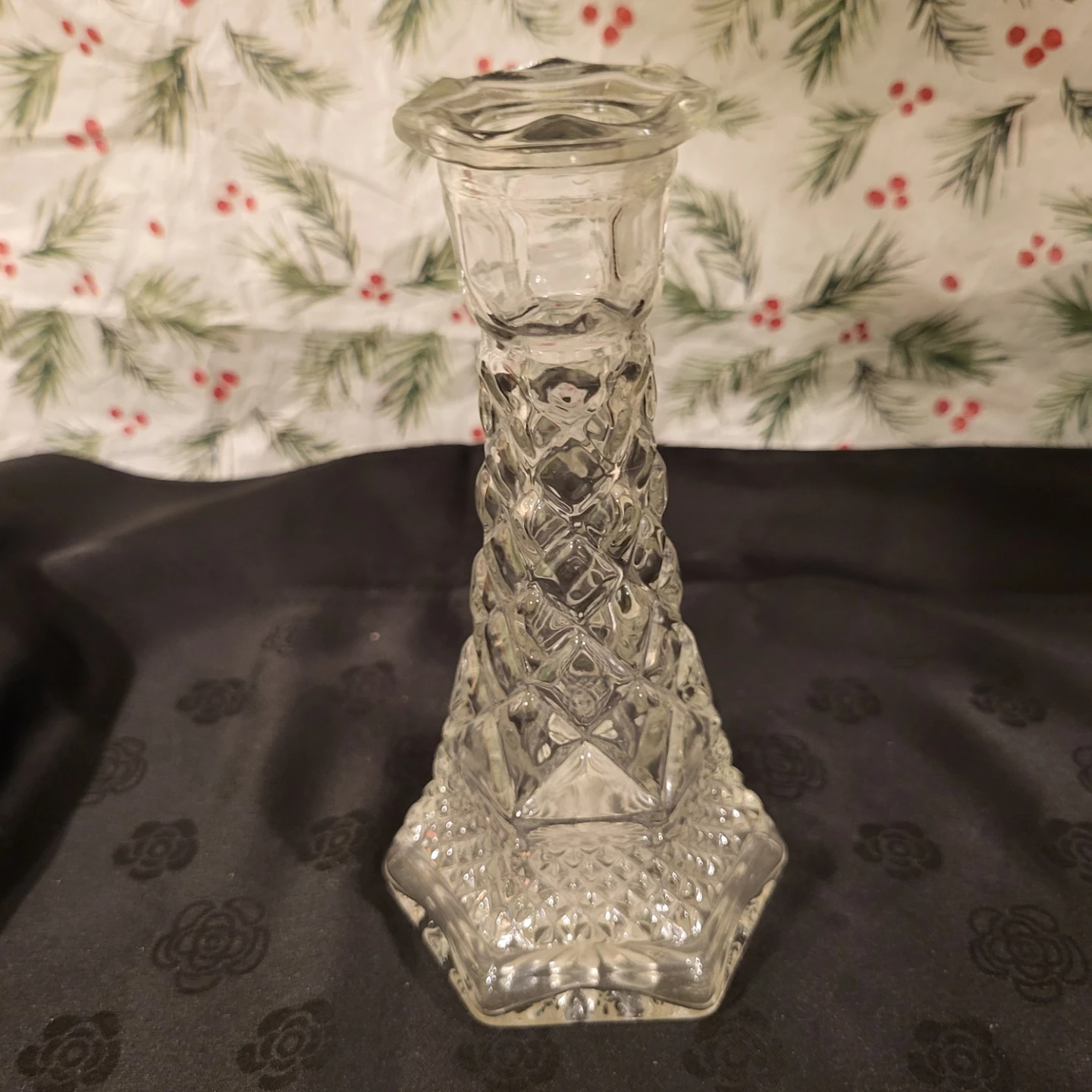 Clear Glass Candlestick Holder