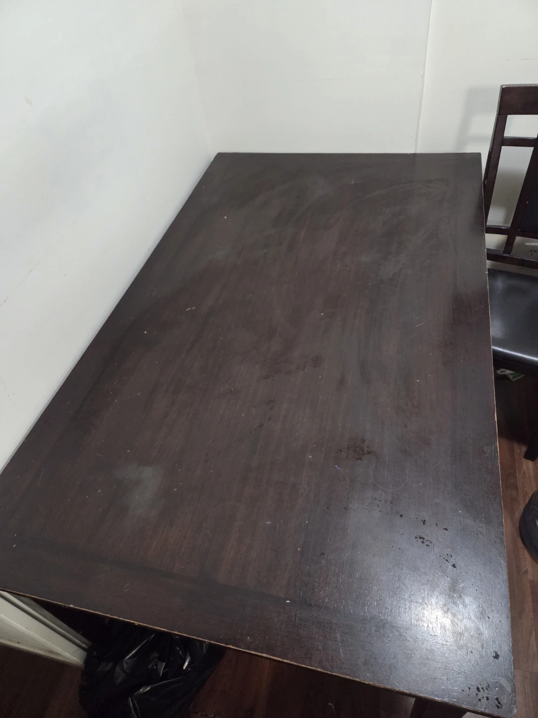 Dark Wood Dining Chair with Faux Leather Seat - photo 4