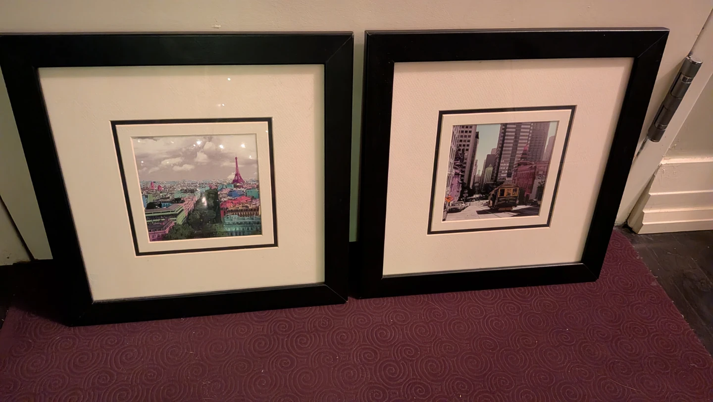 Set of 2 framed city art prints