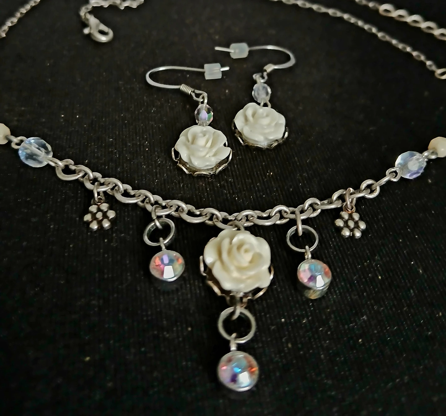 Rose Necklace and Earring Set