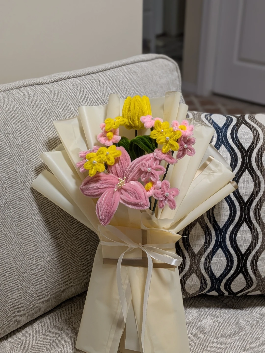 Nush customized Pipe Cleaner Flower Bouquet - Pink, Yellow - photo 2