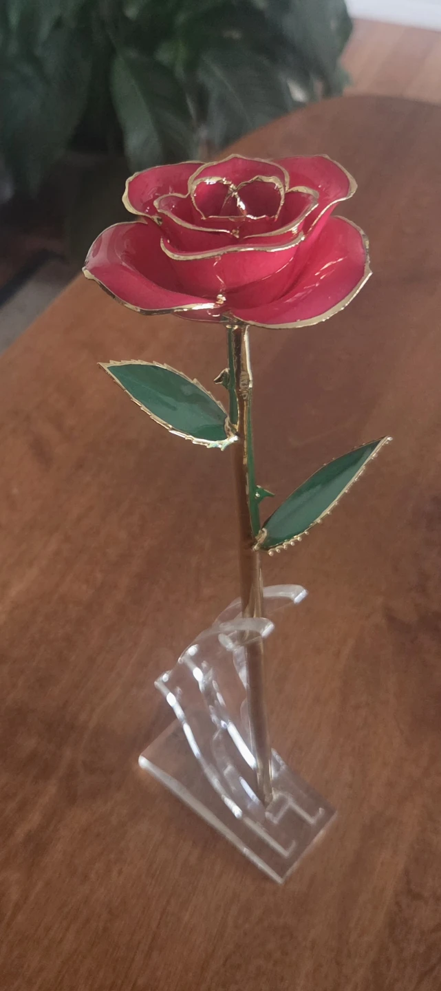 24K Gold Dipped Red Rose with Stand - photo 2