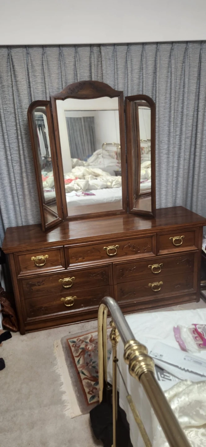 Wooden Dresser with Tri-fold Mirror - photo 2