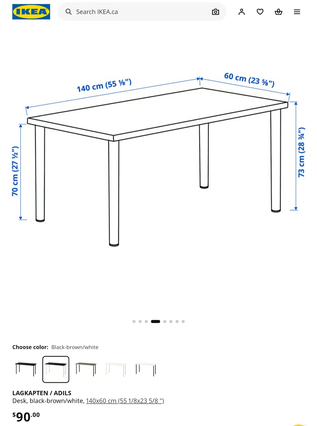 IKEA LAGKAPTEN / ADILS Desk - Grey/white, 140x60 cm - photo 2