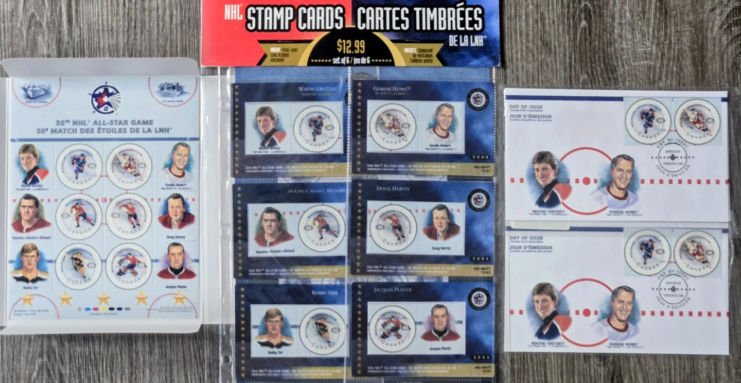 2000 NHL 50th All Star Stamp & Card Collection Mint