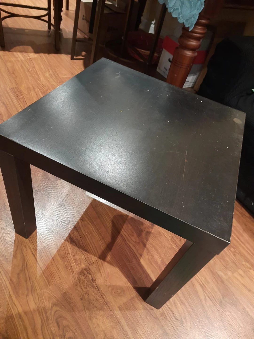 Black square side table