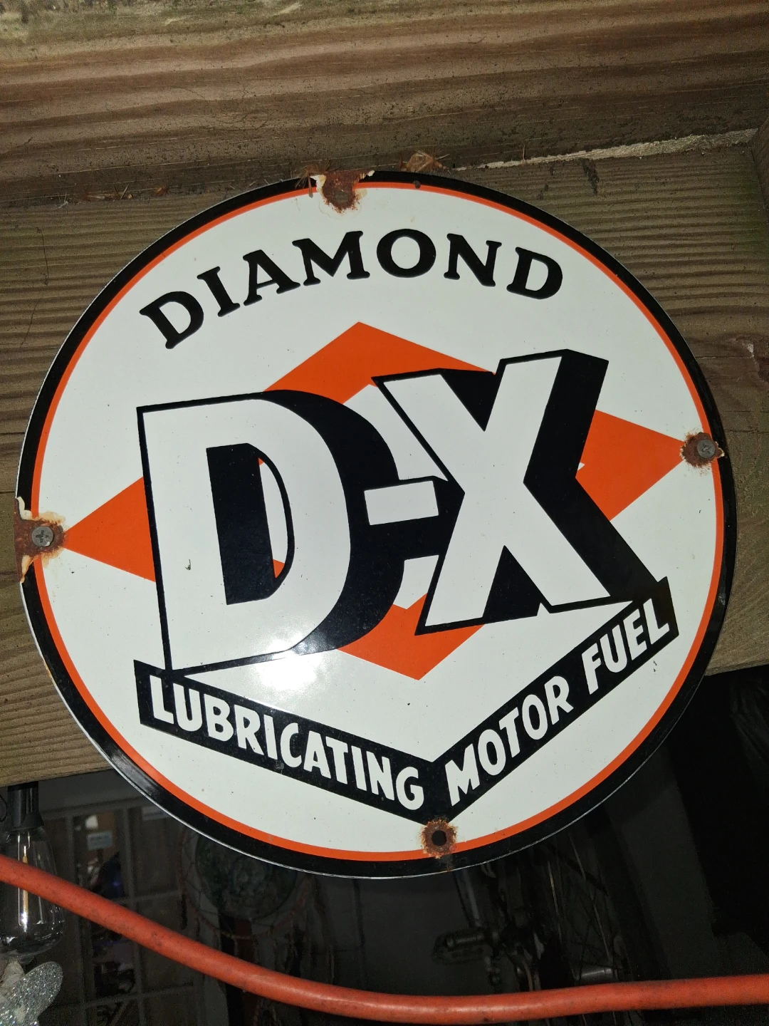 Diamond DX Lubricating Motor Fuel Enamel Sign
