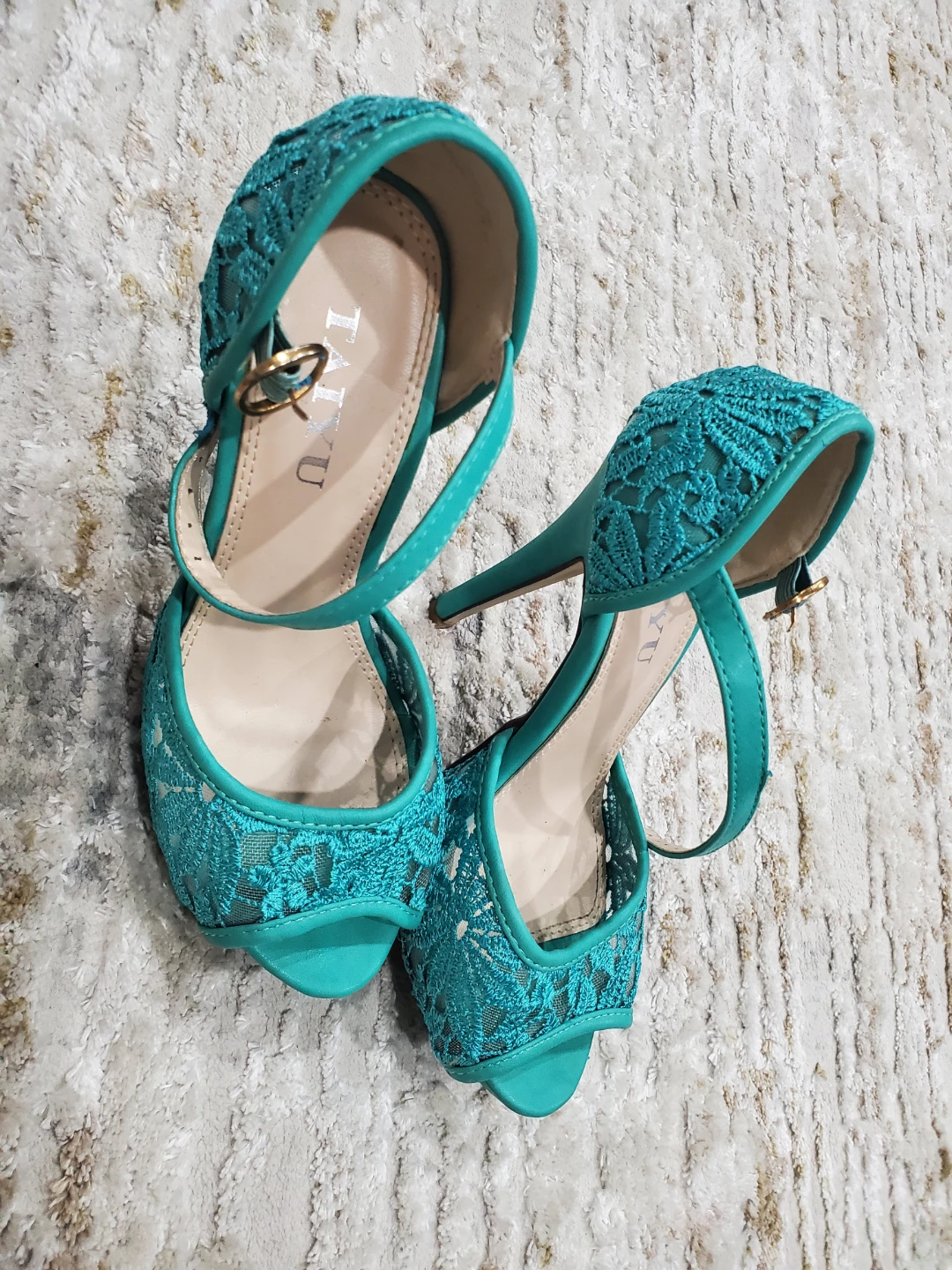 TAIYU Teal Lace Heels