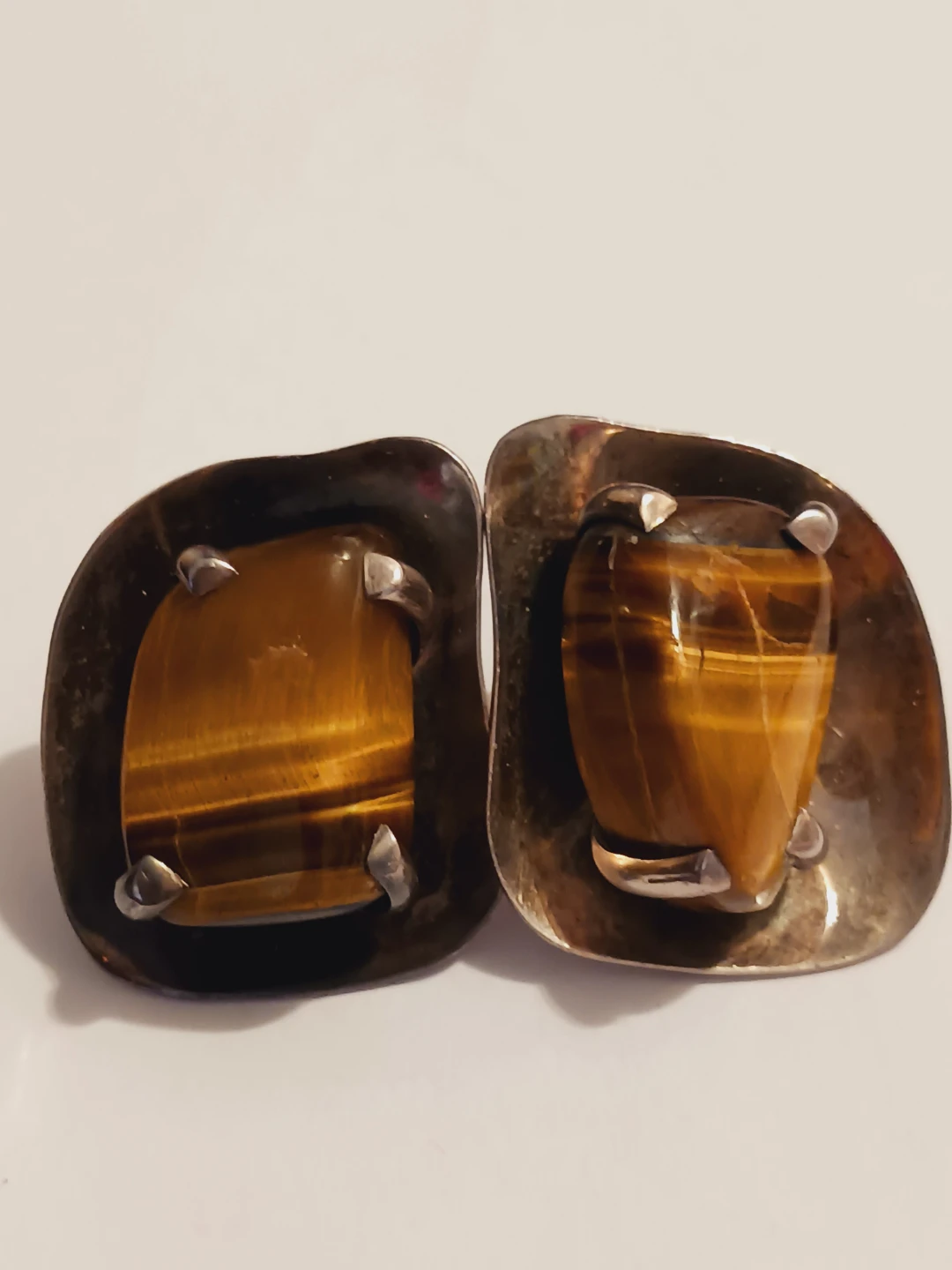 Sterling Silver Modernist Mexican Designer Signed Earrings - photo 2