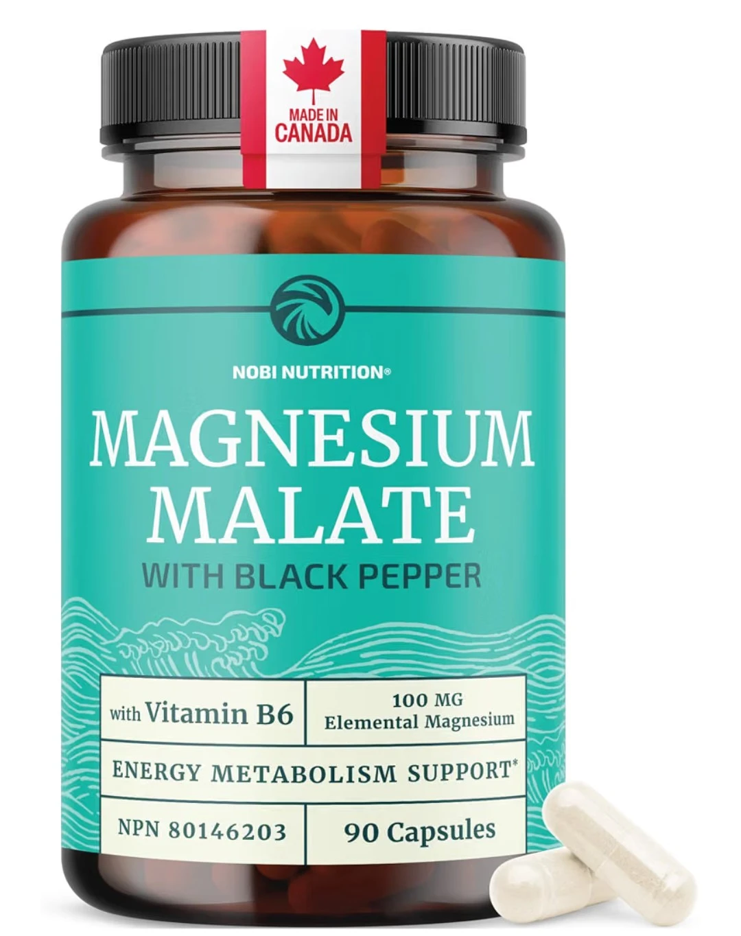 Nobi Nutrition Magnesium Malate with Black Pepper 90 Capsules